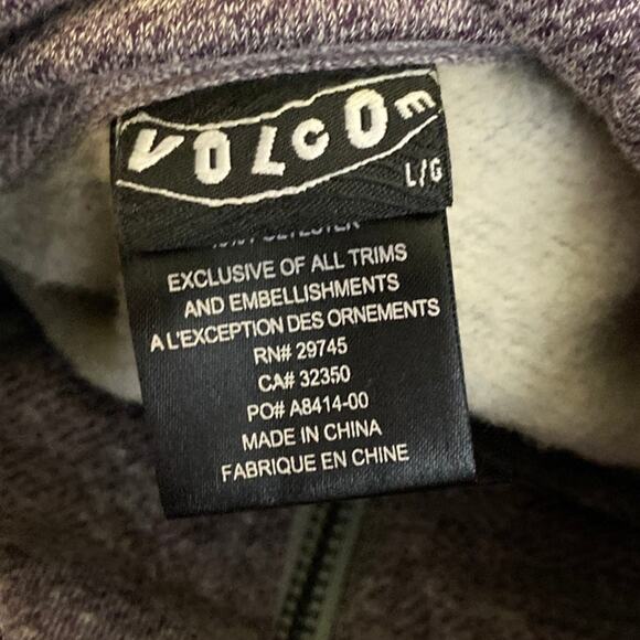 Volcom y2k 2000s Womens Hoodie Gray Size Large Metal Accent Long Jacket Full Zip - Picture 9 of 15